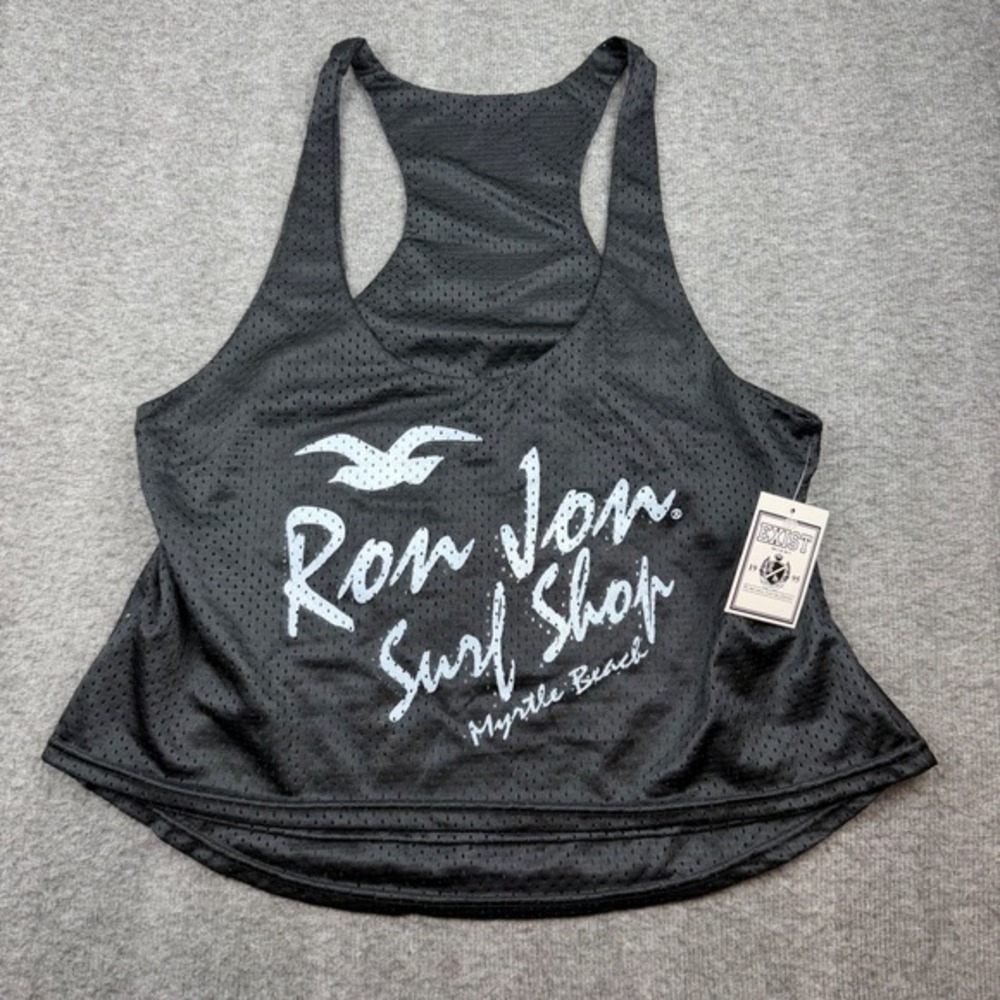 Exist Ron Jon Surf Shop Tank Top‎ Women's XL Black Mesh Racerback Myrtle Beach